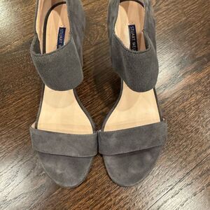 Stuart Weitzman Ezra 8.0 Women's Gray Suede Sandals size 7.5